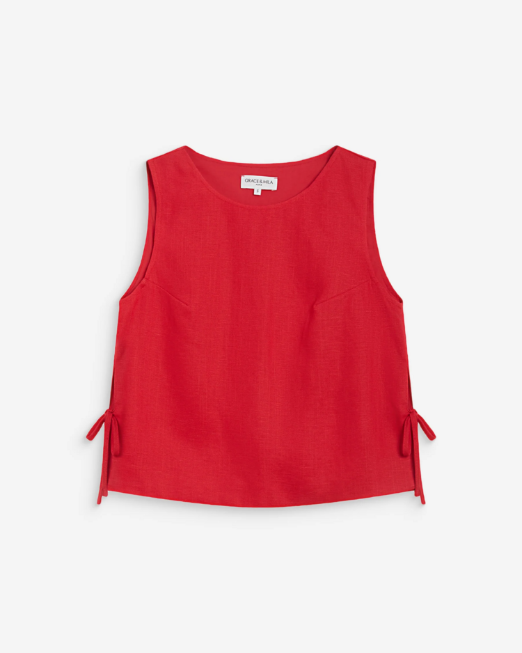 Grace & Mila wesca side ties top - red