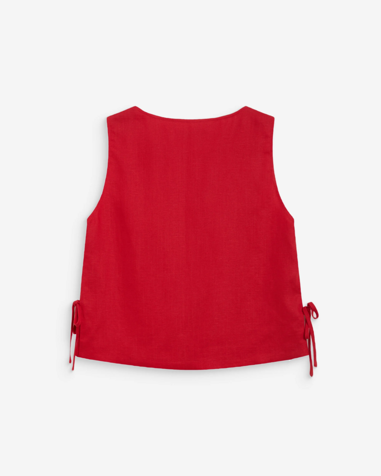 Grace & Mila wesca side ties top - red
