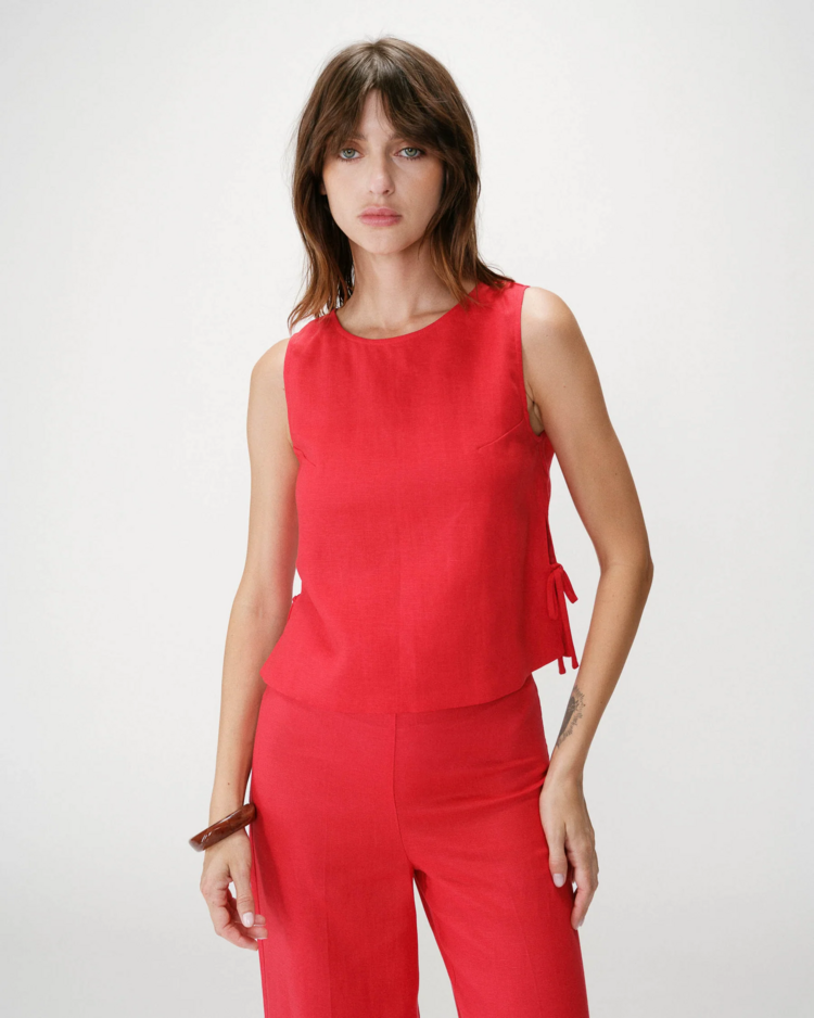 Grace & Mila wesca side ties top - red