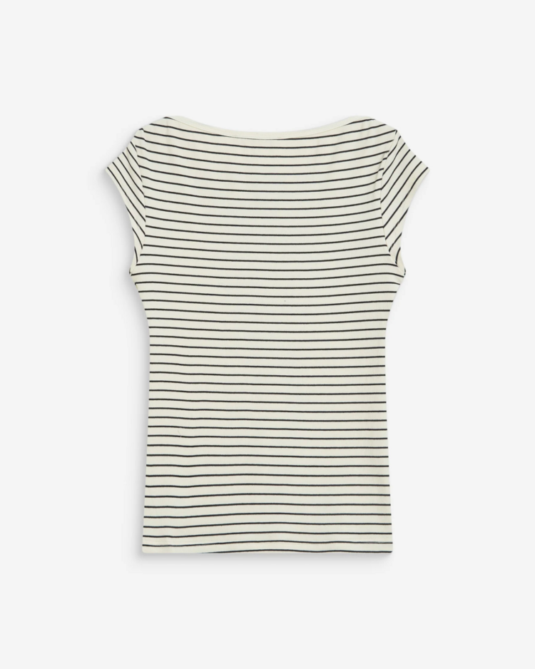 Vila Clothes wake cap sleeve stripe t-shirt - white/black