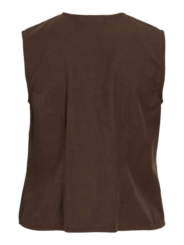 Vila Clothes vitevira tie string top - chocolate