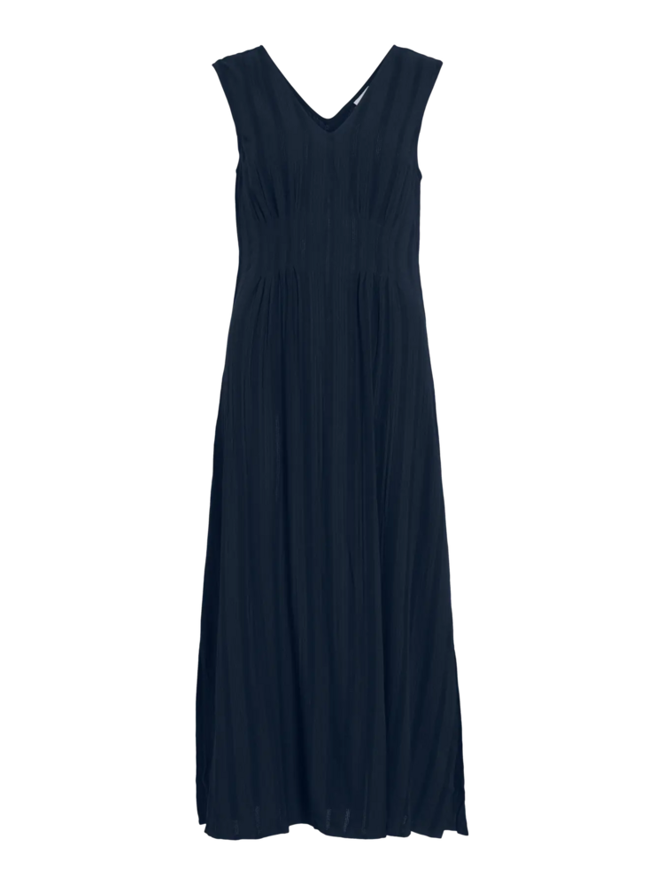Vila Clothes viyrina rushed dress - navy