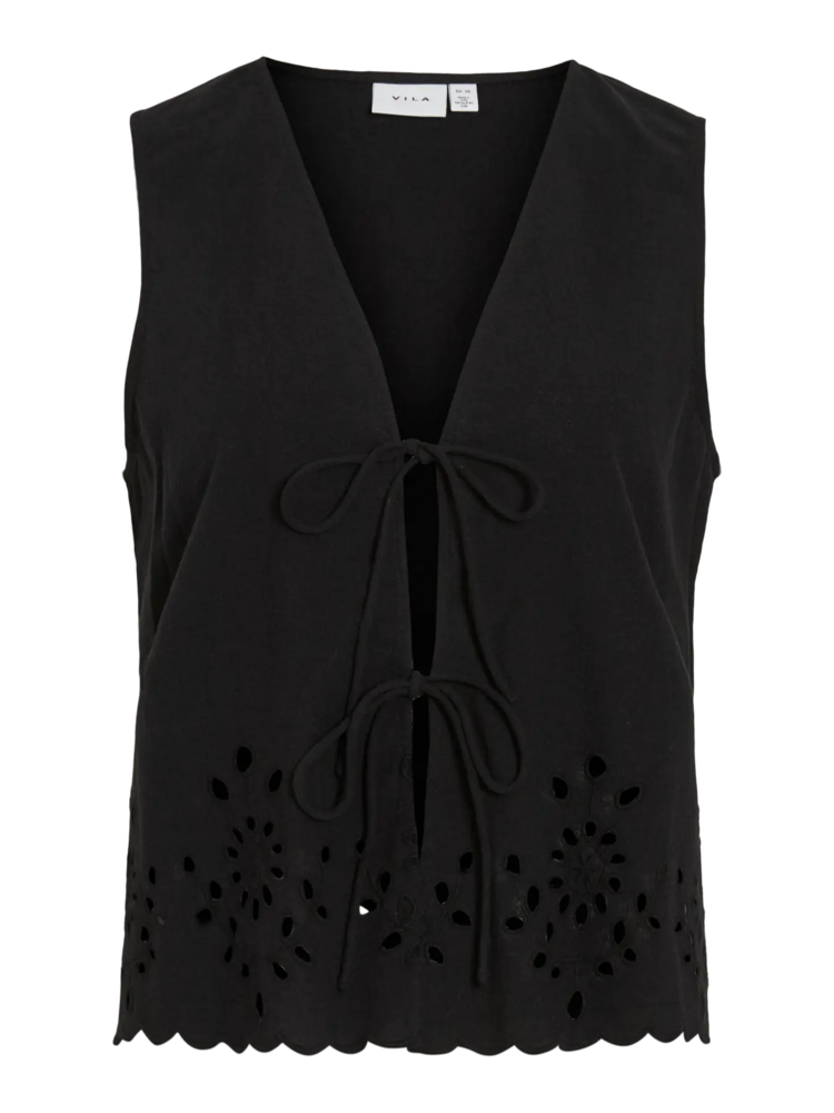 Vila Clothes viorina ties top - black
