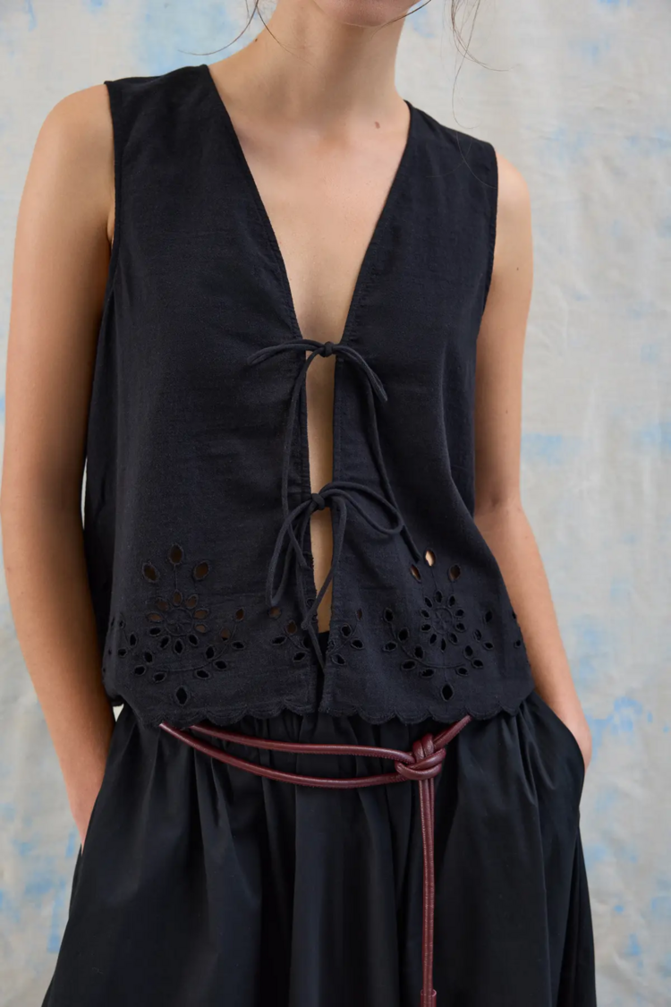 Vila Clothes viorina ties top - black