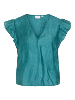 Vila Clothes vilyrana feather structure top - petrol