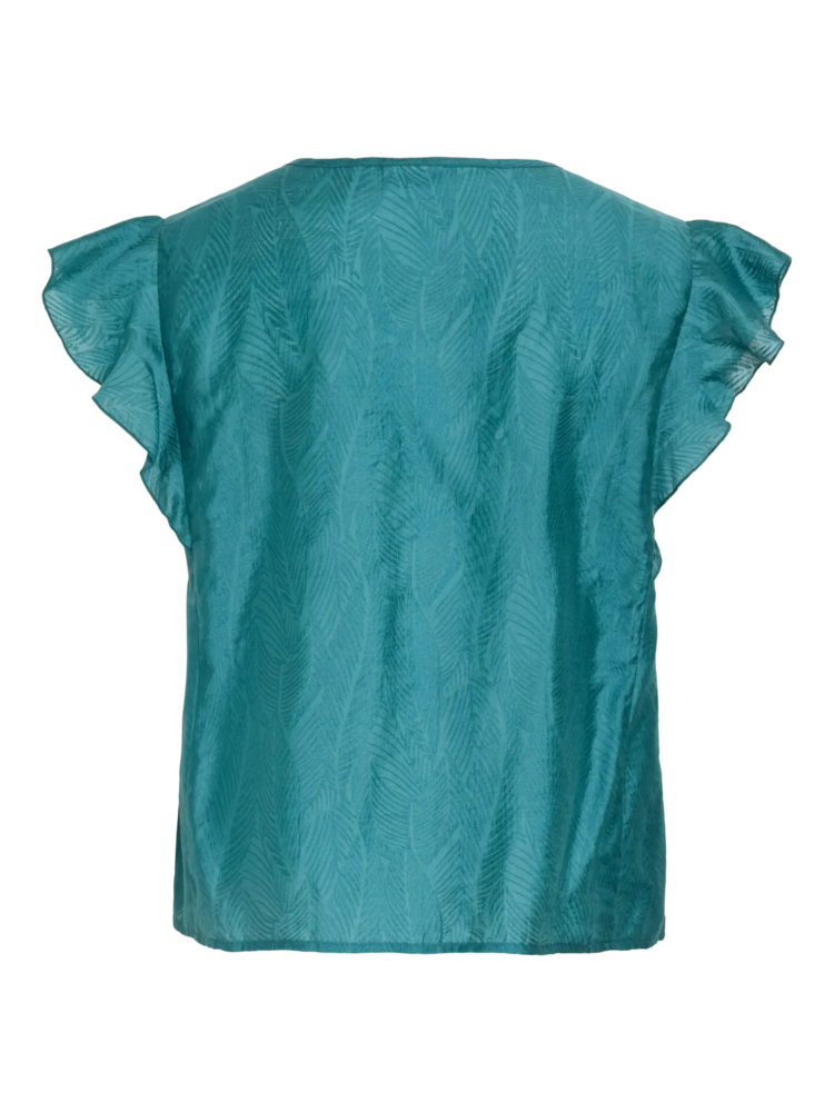 Vila Clothes vilyrana feather structure top - petrol