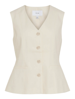 Vila Clothes vipockey tailored white button vest - ecru