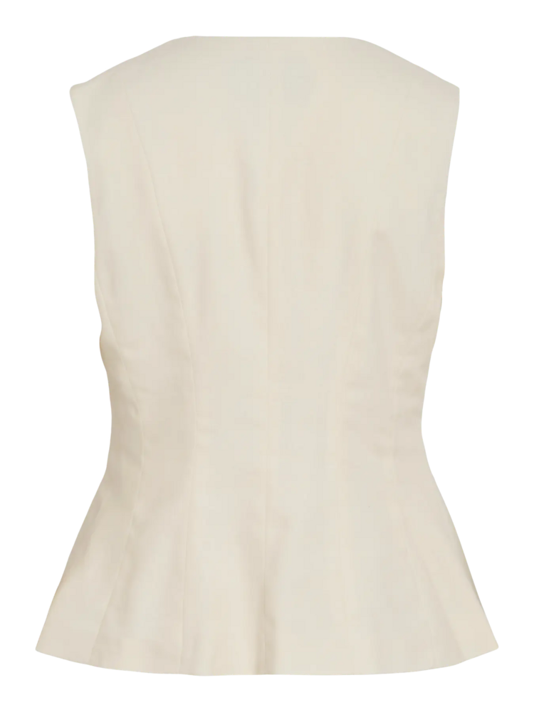 Vila Clothes vipockey tailored white button vest - ecru