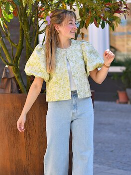 Vila Clothes vikaia print bolero top - ligt green/white