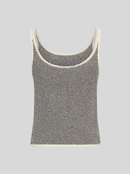 Moss Copenhagen oaklyn stripe knit tank top - black/white