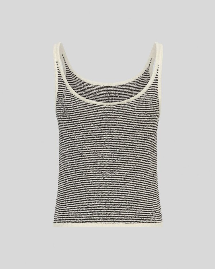 Moss Copenhagen oaklyn stripe knit tank top - black/white
