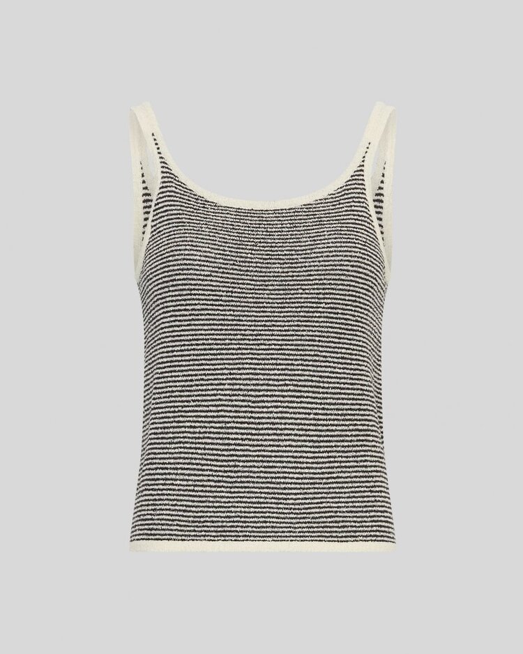 Moss Copenhagen oaklyn stripe knit tank top - black/white