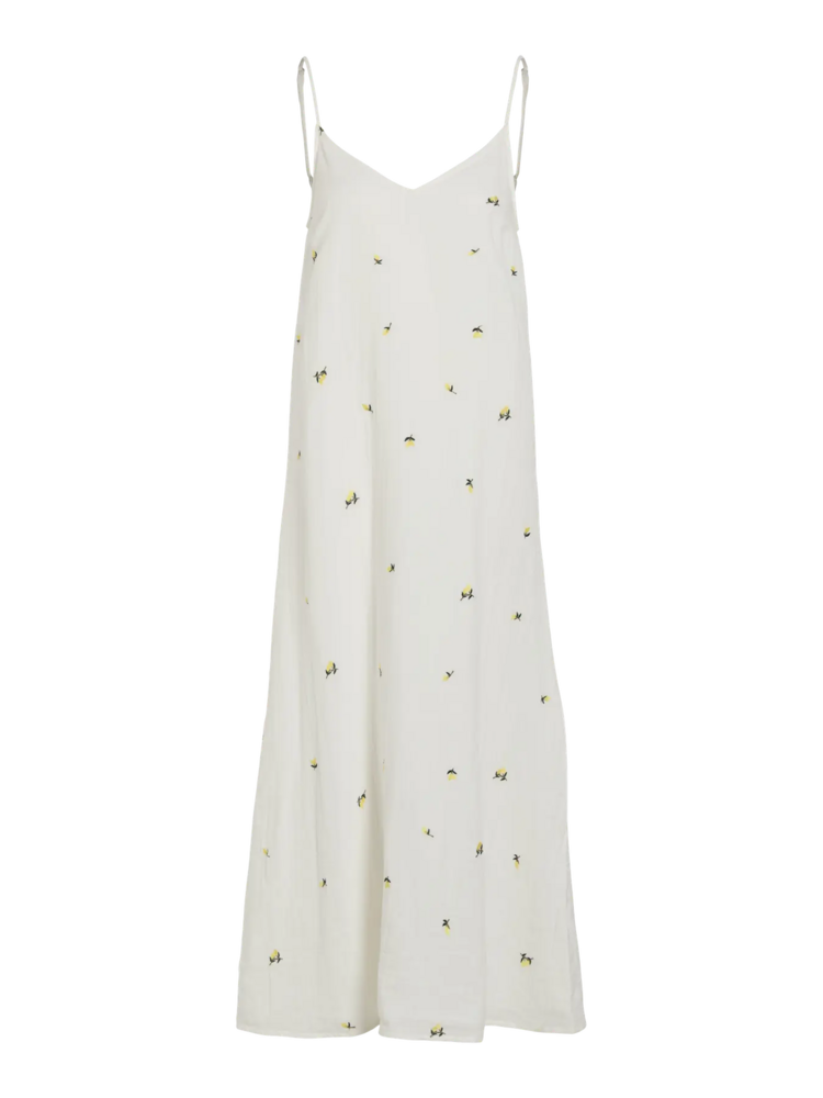 Vila Clothes vibrodera embroidered maxi dress - lemons