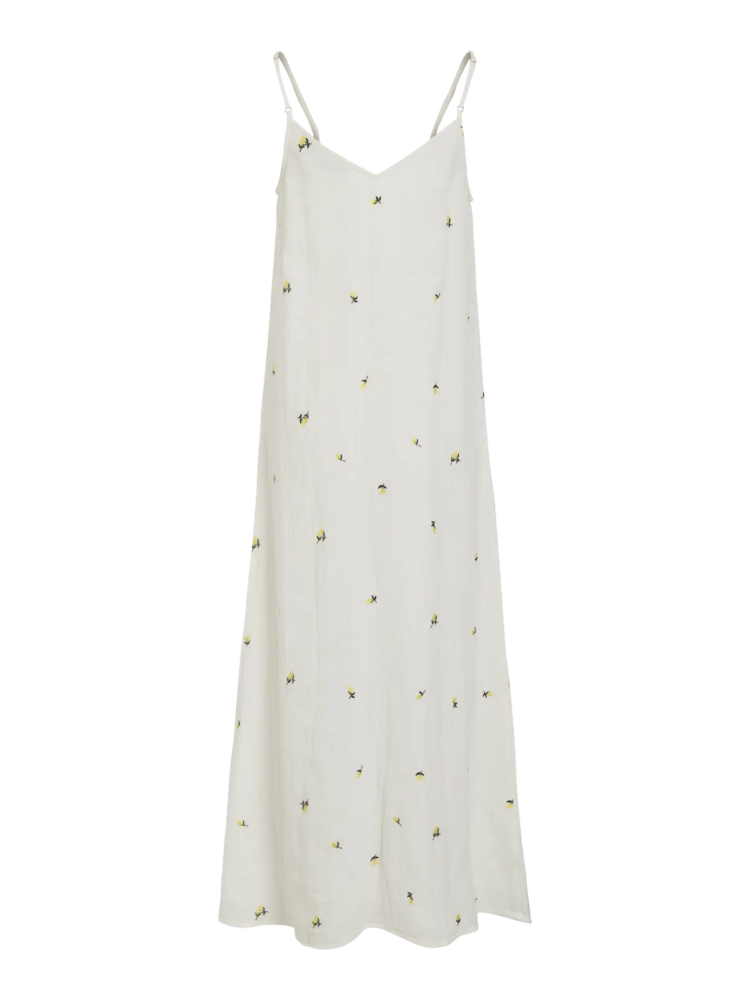 Vila Clothes vibrodera embroidered maxi dress - lemons