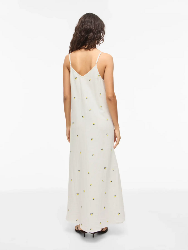 Vila Clothes vibrodera embroidered maxi dress - lemons