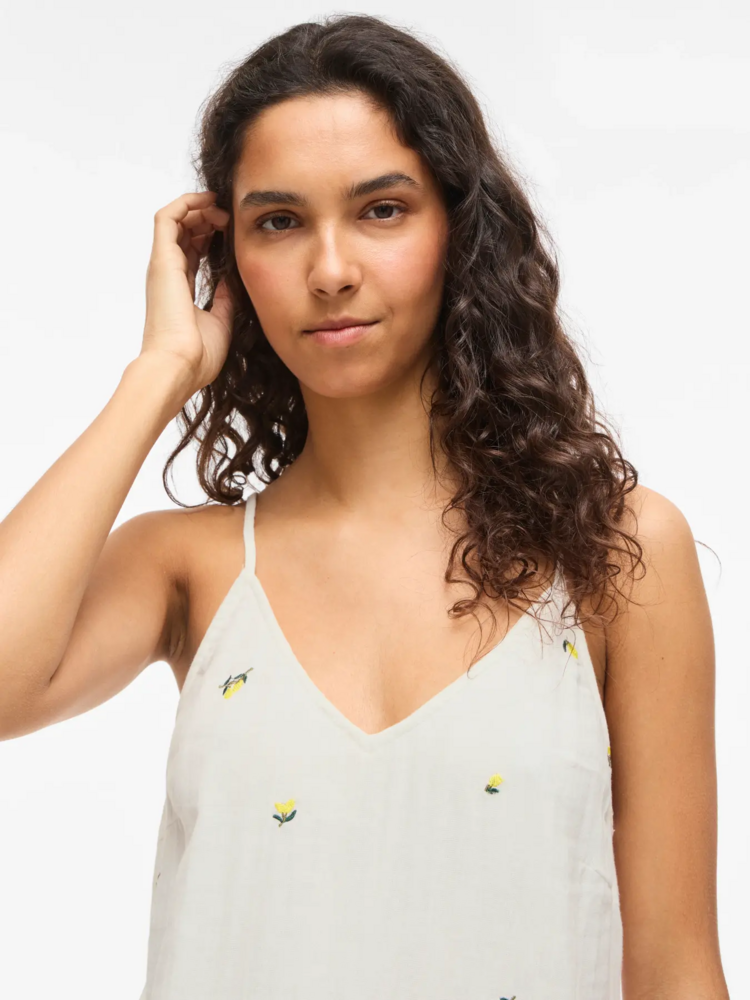 Vila Clothes vibrodera embroidered maxi dress - lemons