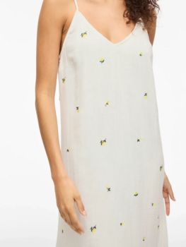 Vila Clothes vibrodera embroidered maxi dress - lemons