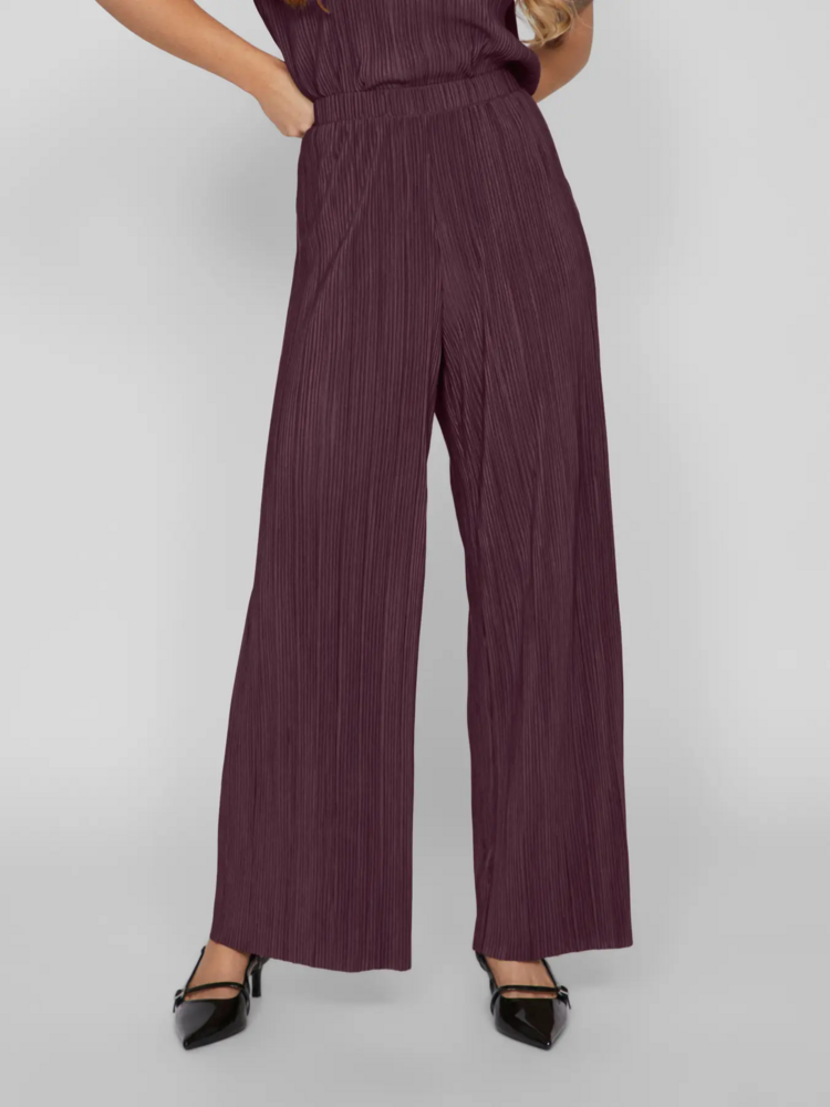 Vila Clothes viplisa pleaded pants - burgundy