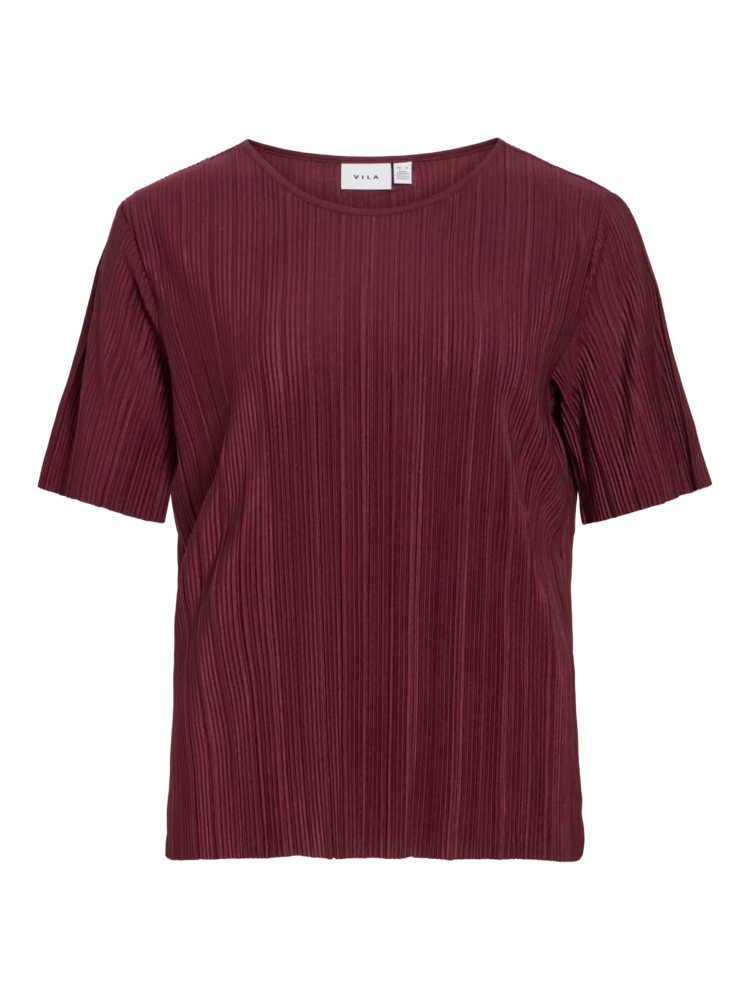 Vila Clothes viplisa pleaded top - burgundy
