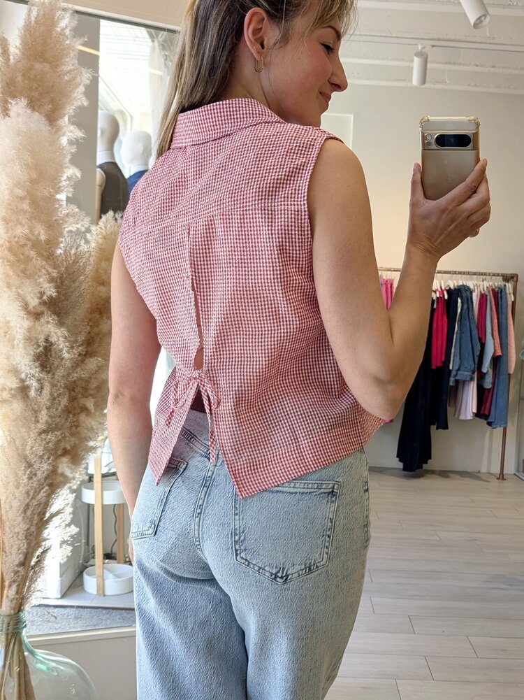 Grace & Mila windell carreau sleeveless top - red