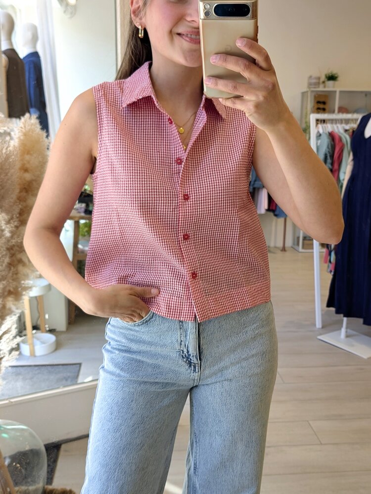 Grace & Mila windell carreau sleeveless top - red