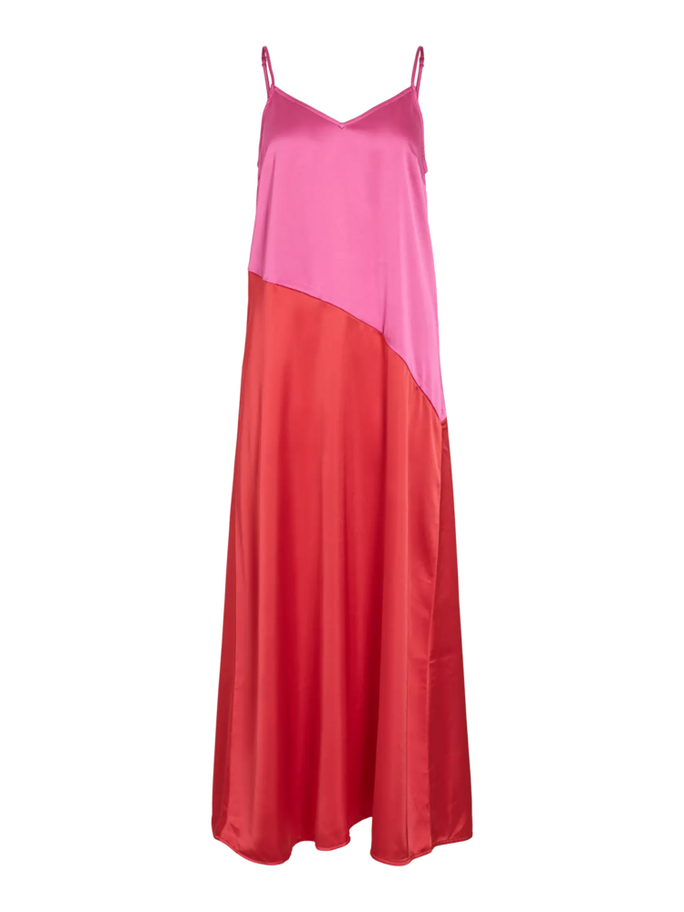 Vila Clothes viavelina singlet maxi dress - orangered/pink