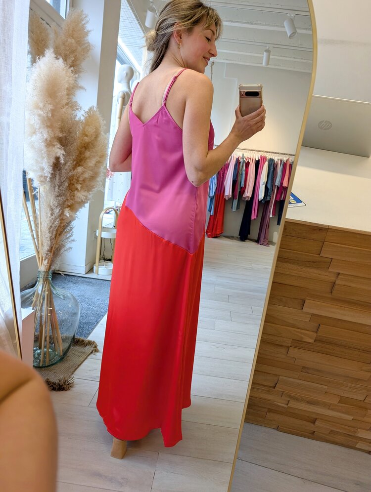 Vila Clothes viavelina singlet maxi dress - orangered/pink