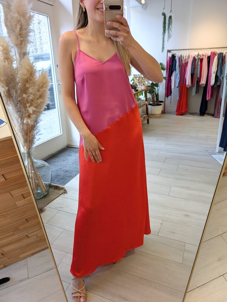 Vila Clothes viavelina singlet maxi dress - orangered/pink