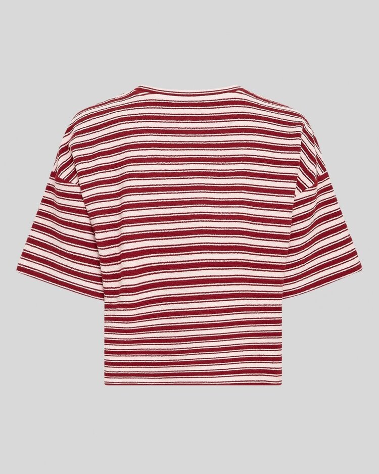 Moss Copenhagen cessalia thick stripe tee - pink/burgundy