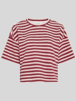 Moss Copenhagen cessalia thick stripe tee - pink/burgundy