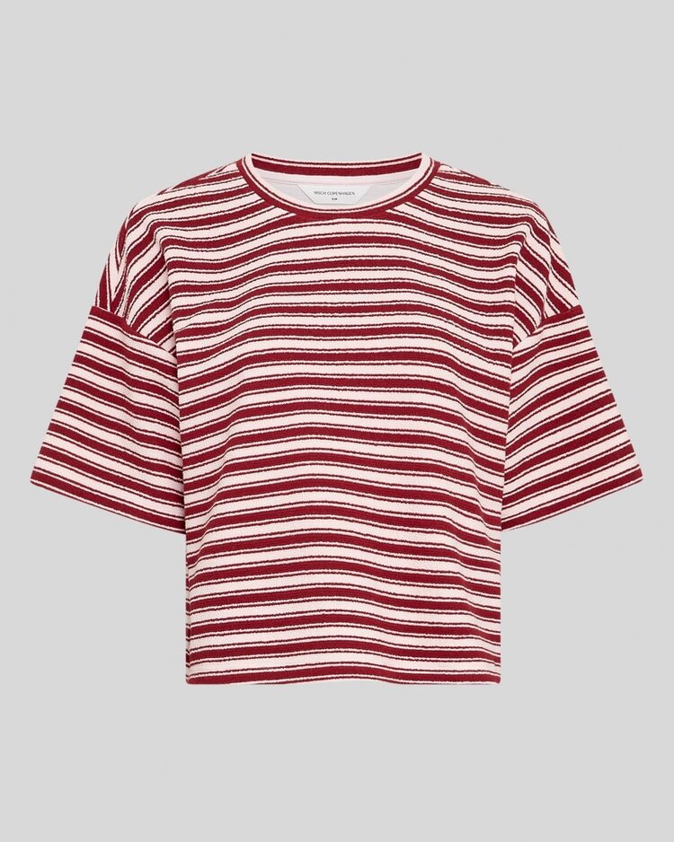 Moss Copenhagen cessalia thick stripe tee - pink/burgundy