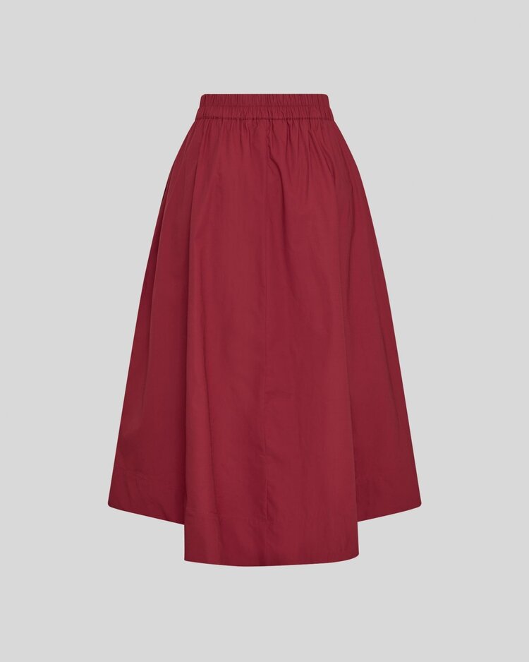 Moss Copenhagen lenna cotton midi skirt - burgundy
