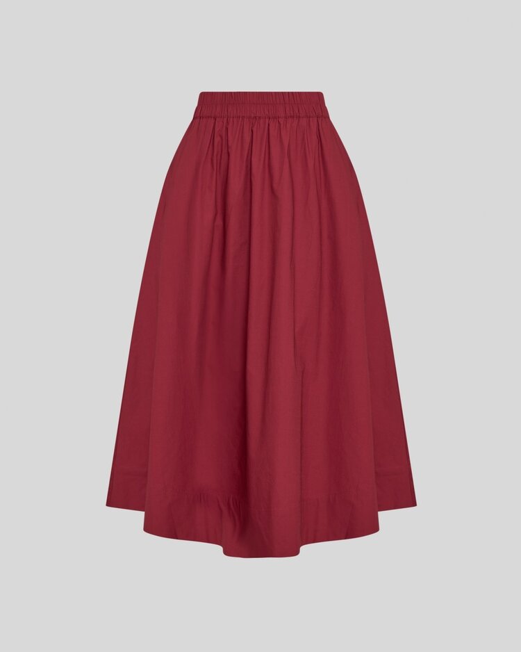 Moss Copenhagen lenna cotton midi skirt - burgundy