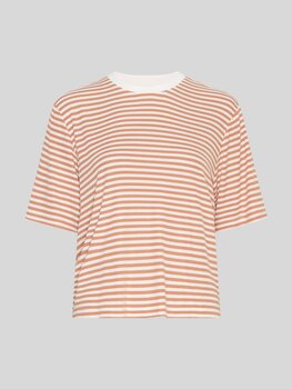 Moss Copenhagen jana soft stripe t-shirt - orange/white