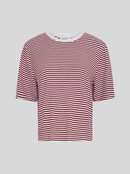 Moss Copenhagen jana soft stripe t-shirt - burgundy/white