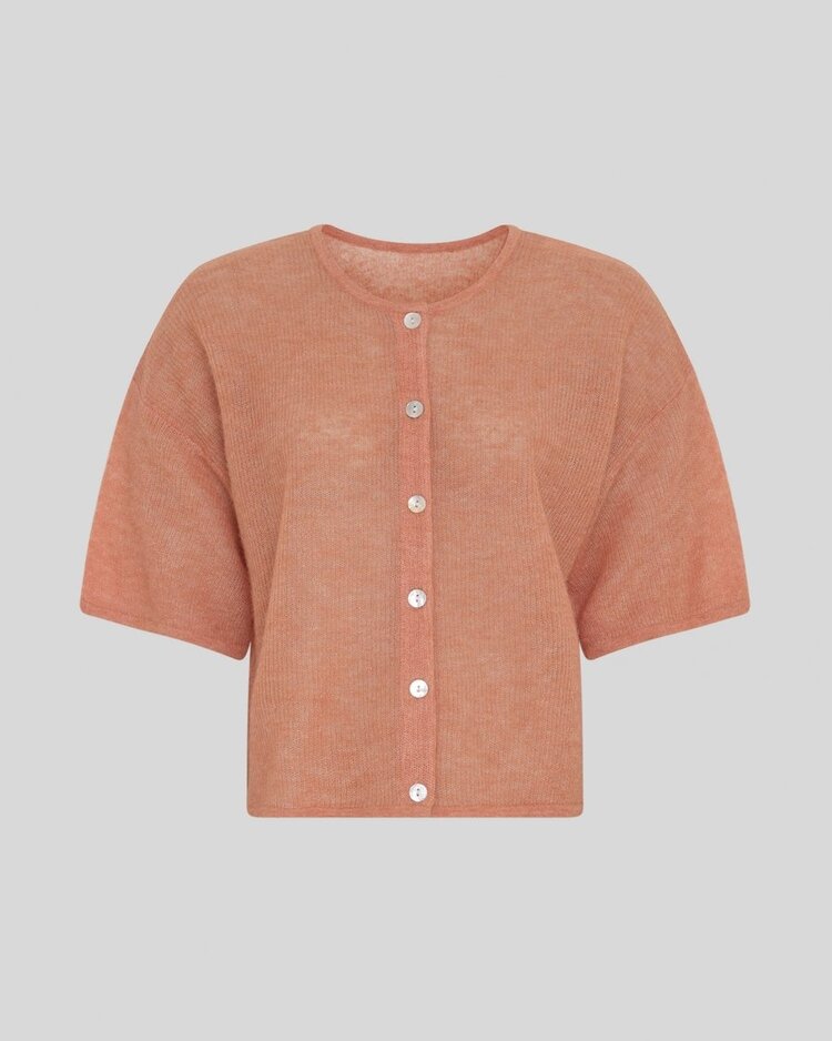 Moss Copenhagen aurelia 1/2 sleeve thin cardigan - burnt orange