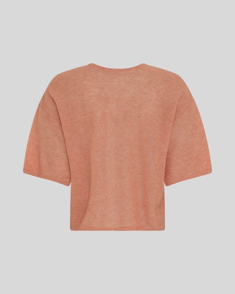 Moss Copenhagen aurelia 1/2 sleeve thin cardigan - burnt orange