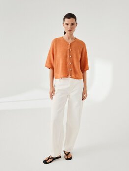 Moss Copenhagen aurelia 1/2 sleeve thin cardigan - burnt orange