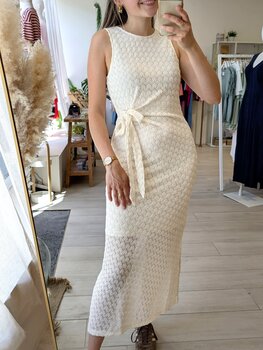 Vila Clothes vimarine midi lace dress - ecru