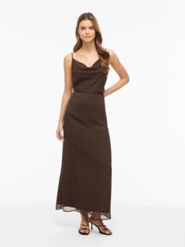 Vila Clothes vifalia chiffon midi skirt - brown