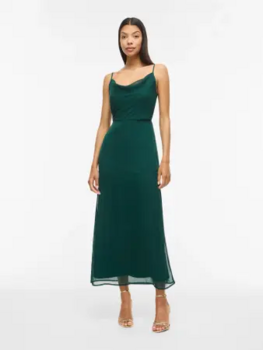Vila Clothes vifalia chifon midi dress - pine green