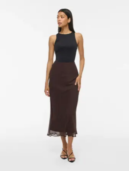 Vila Clothes vifalia chifon midi dress - brown