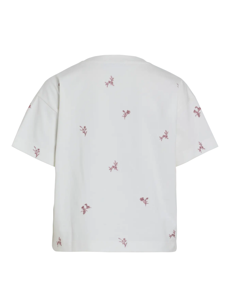 Vila Clothes vimonie embroidered flowers t-shirt -  vieux rose