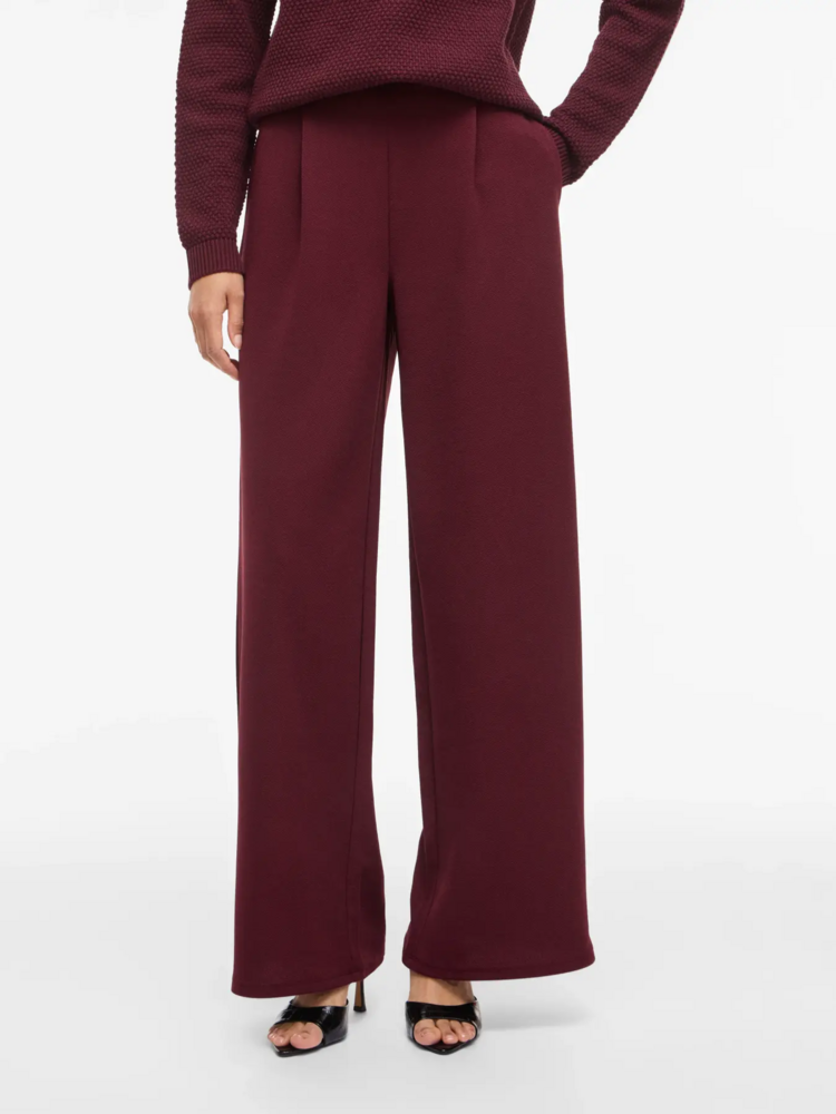 Vila Clothes vibenne front plead pant - burgundy