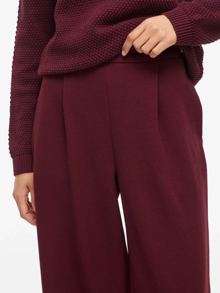 Vila Clothes vibenne front plead pant - burgundy
