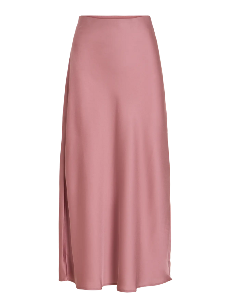 Vila Clothes viellette satin midi skirt - vieux rose