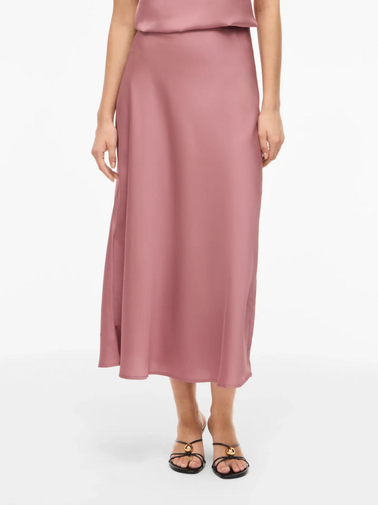 Vila Clothes viellette satin midi skirt - vieux rose