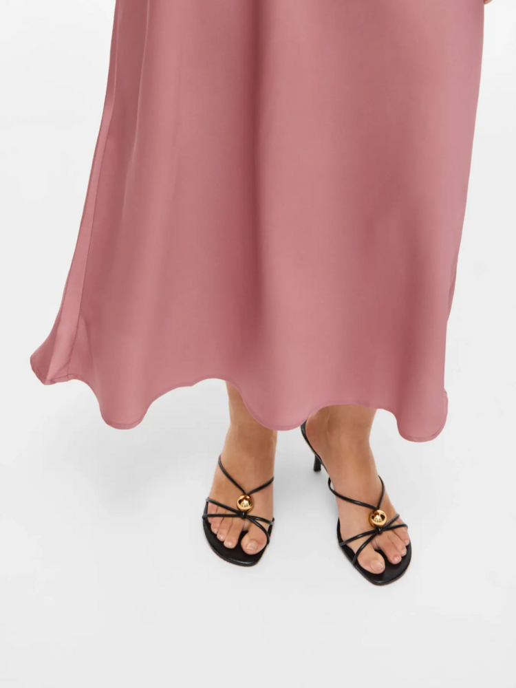 Vila Clothes viellette satin midi skirt - vieux rose