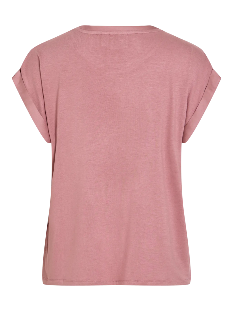 Vila Clothes viellette satin t-shirt - vieux rose