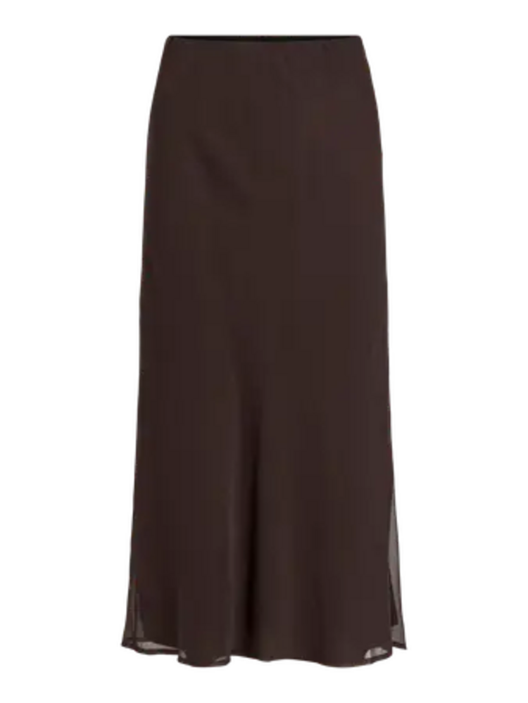 Vila Clothes vifalia chiffon midi skirt - brown